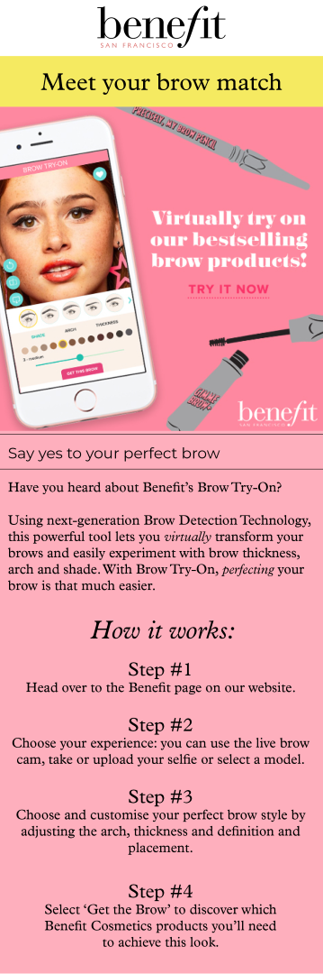 Benefit brow try on